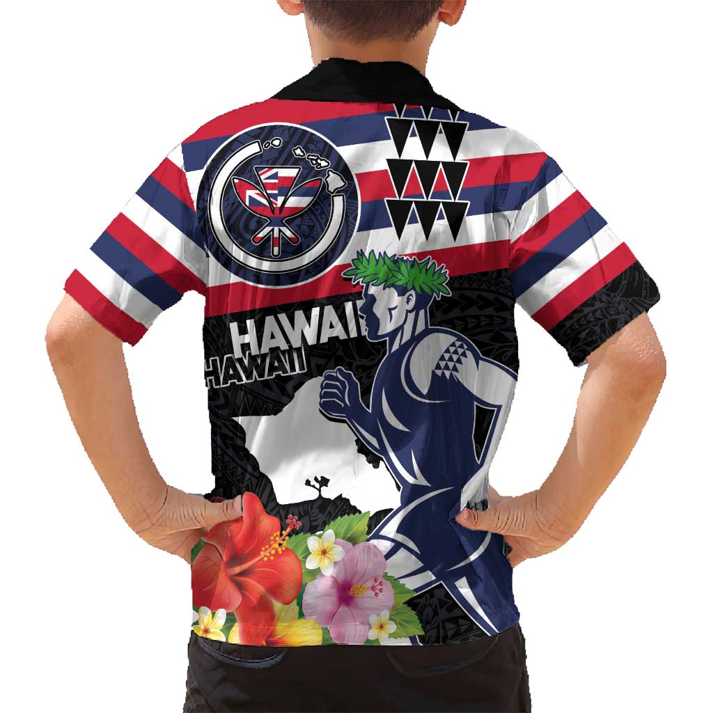Honolulu Running Race Family Matching Puletasi and Hawaiian Shirt Hawaii Marathon Kakau Art with Hibiscus and National Flag Style LT03 - Polynesian Pride