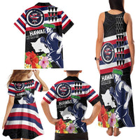 Honolulu Running Race Family Matching Tank Maxi Dress and Hawaiian Shirt Hawaii Marathon Kakau Art with Hibiscus and National Flag Style LT03 - Polynesian Pride