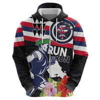 Honolulu Running Race Hoodie Hawaii Marathon Kakau Art with Hibiscus and National Flag Style