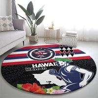 Honolulu Running Race Round Carpet Hawaii Marathon Kakau Art with Hibiscus and National Flag Style LT03 - Polynesian Pride