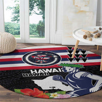 Honolulu Running Race Round Carpet Hawaii Marathon Kakau Art with Hibiscus and National Flag Style LT03 - Polynesian Pride