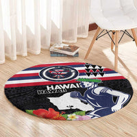 Honolulu Running Race Round Carpet Hawaii Marathon Kakau Art with Hibiscus and National Flag Style LT03 - Polynesian Pride