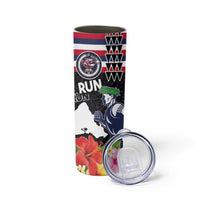 Honolulu Running Race Skinny Tumbler Hawaii Marathon Kakau Art with Hibiscus and National Flag Style LT03 - Polynesian Pride