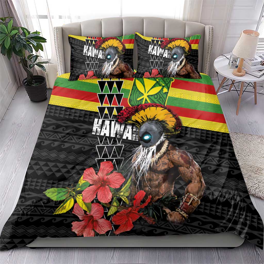Kanaka Maoli Ikaika Warrior Bedding Set Hibiscus Kakau Art and Tapa Tribal Pattern LT03 - Polynesian Pride