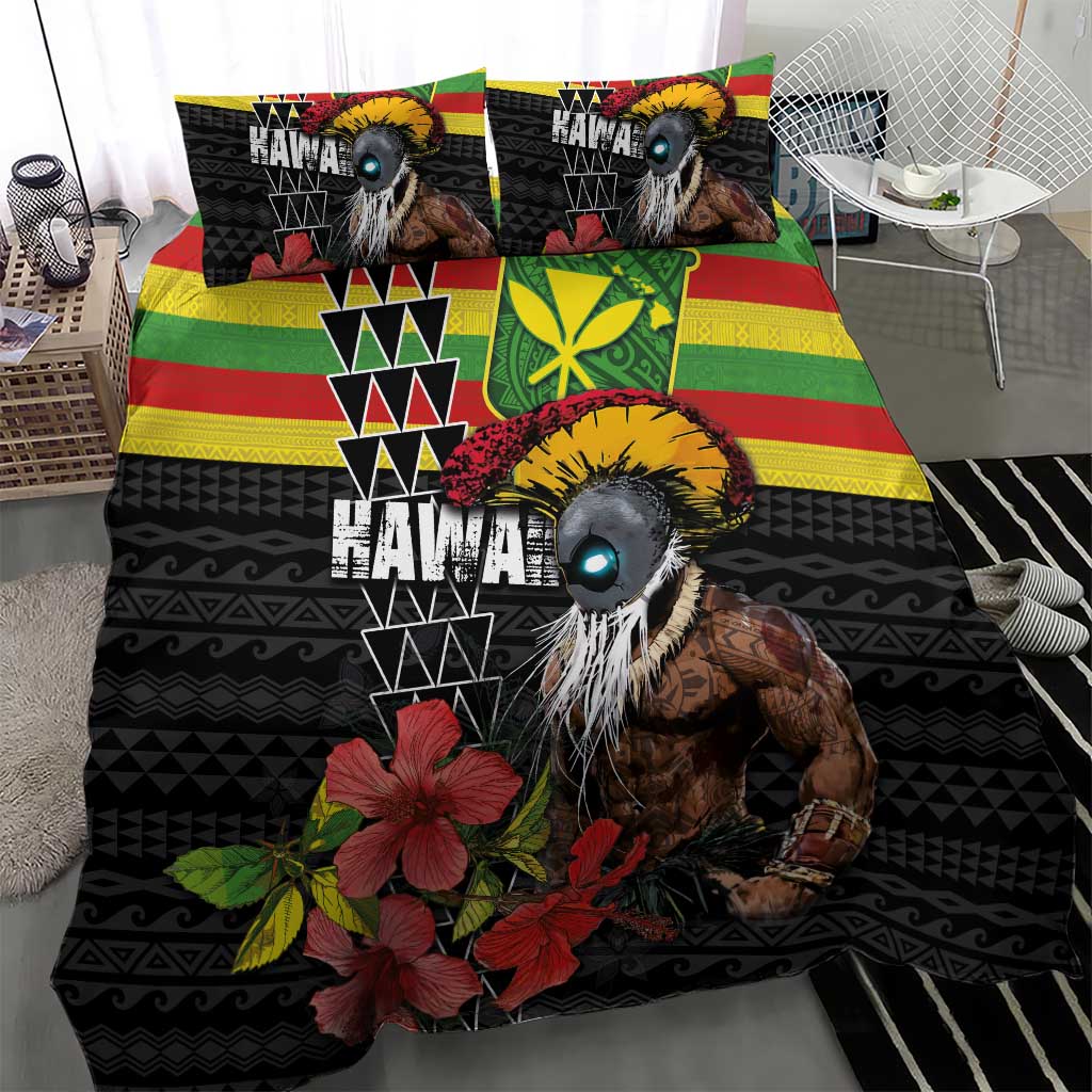 Kanaka Maoli Ikaika Warrior Bedding Set Hibiscus Kakau Art and Tapa Tribal Pattern LT03 - Polynesian Pride