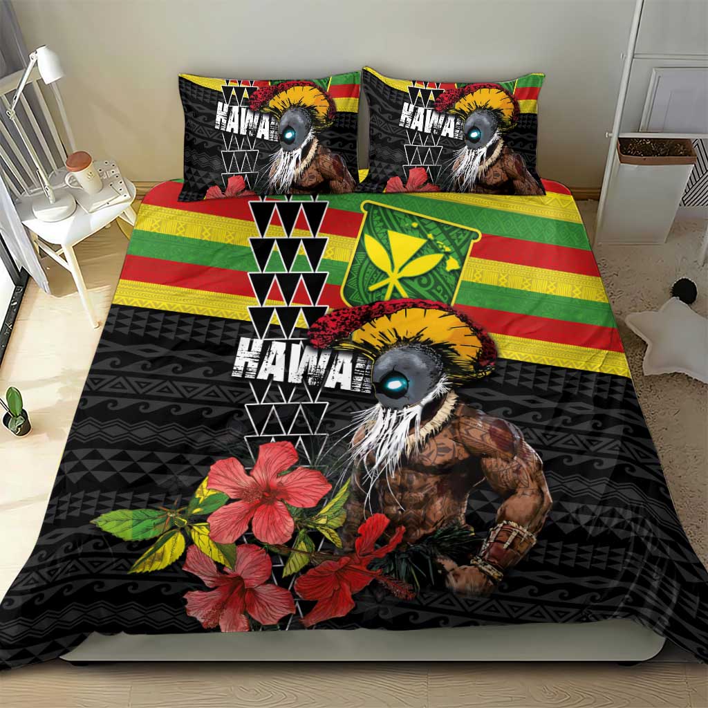 Kanaka Maoli Ikaika Warrior Bedding Set Hibiscus Kakau Art and Tapa Tribal Pattern LT03 - Polynesian Pride