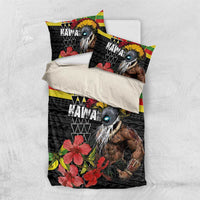 Kanaka Maoli Ikaika Warrior Bedding Set Hibiscus Kakau Art and Tapa Tribal Pattern LT03 US Twin 172cm x 218cm Black - Polynesian Pride