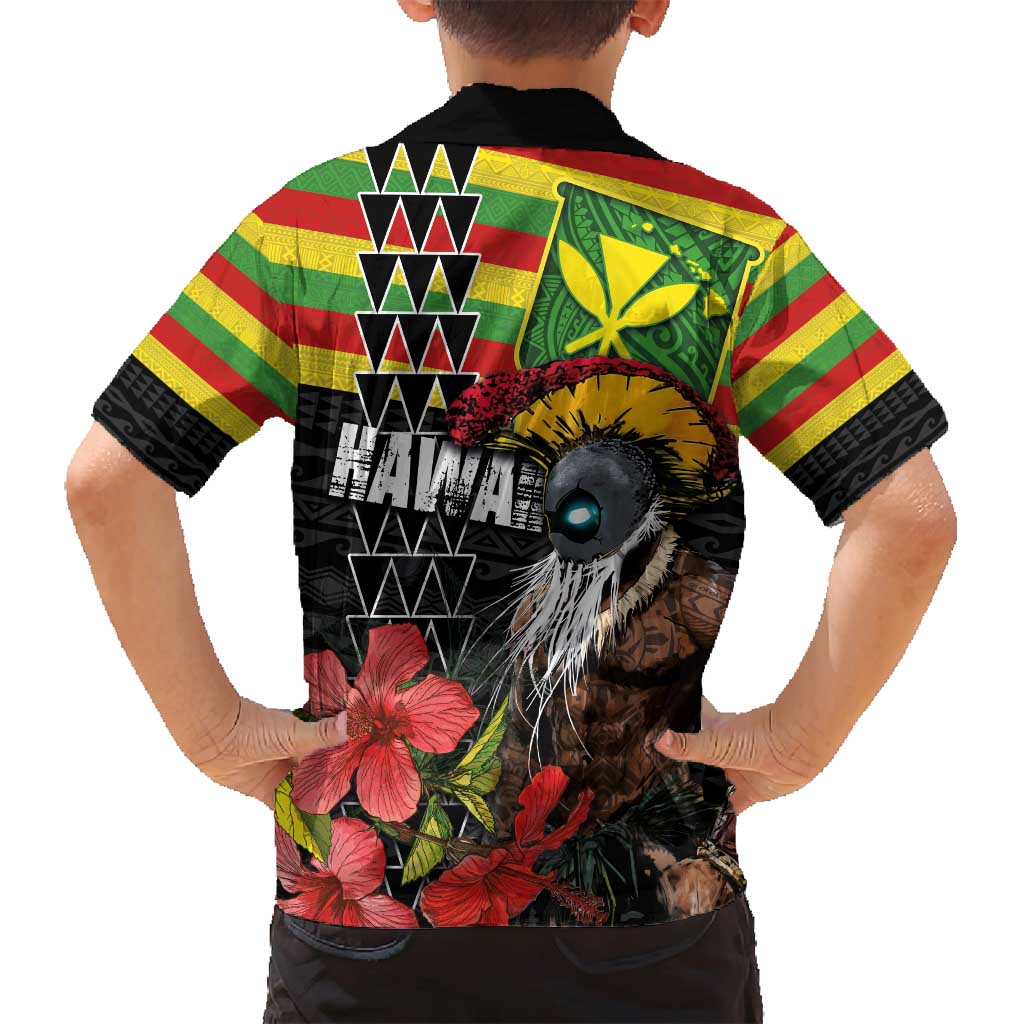 Kanaka Maoli Ikaika Warrior Family Matching Long Sleeve Bodycon Dress and Hawaiian Shirt Hibiscus Kakau Art and Tapa Tribal Pattern LT03 - Polynesian Pride