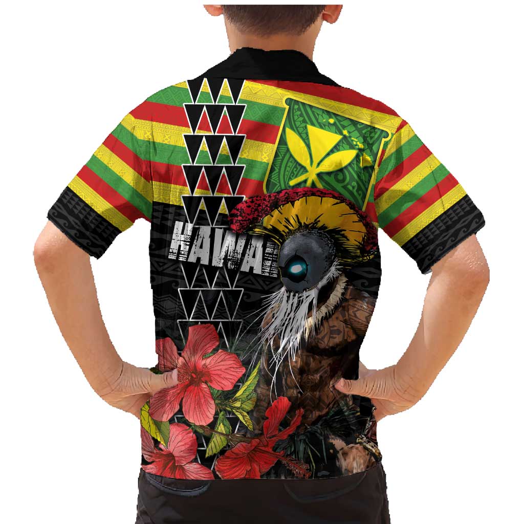 Kanaka Maoli Ikaika Warrior Family Matching Mermaid Dress and Hawaiian Shirt Hibiscus Kakau Art and Tapa Tribal Pattern LT03 - Polynesian Pride
