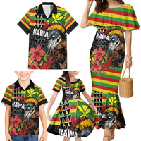 Kanaka Maoli Ikaika Warrior Family Matching Mermaid Dress and Hawaiian Shirt Hibiscus Kakau Art and Tapa Tribal Pattern LT03 - Polynesian Pride