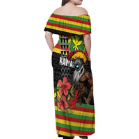 Kanaka Maoli Ikaika Warrior Family Matching Off Shoulder Maxi Dress and Hawaiian Shirt Hibiscus Kakau Art and Tapa Tribal Pattern LT03 - Polynesian Pride