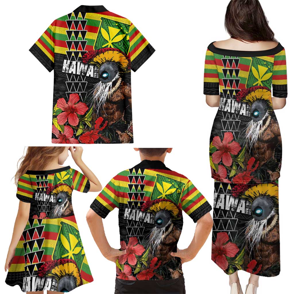 Kanaka Maoli Ikaika Warrior Family Matching Puletasi and Hawaiian Shirt Hibiscus Kakau Art and Tapa Tribal Pattern LT03 - Polynesian Pride