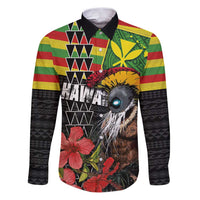 Kanaka Maoli Ikaika Warrior Family Matching Puletasi and Hawaiian Shirt Hibiscus Kakau Art and Tapa Tribal Pattern LT03 Dad's Shirt - Long Sleeve Black - Polynesian Pride