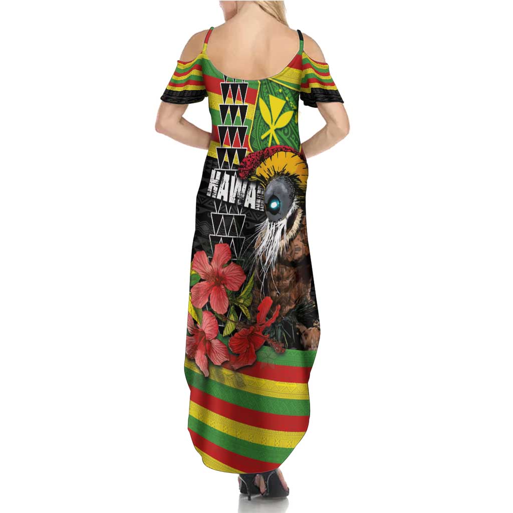 Kanaka Maoli Ikaika Warrior Family Matching Summer Maxi Dress and Hawaiian Shirt Hibiscus Kakau Art and Tapa Tribal Pattern LT03 - Polynesian Pride