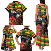 Kanaka Maoli Ikaika Warrior Family Matching Tank Maxi Dress and Hawaiian Shirt Hibiscus Kakau Art and Tapa Tribal Pattern LT03 - Polynesian Pride