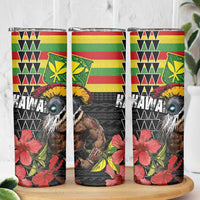 Kanaka Maoli Ikaika Warrior Skinny Tumbler Hibiscus Kakau Art and Tapa Tribal Pattern LT03 - Polynesian Pride