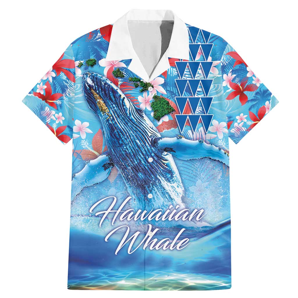 Hawaiian Waves Whale Family Matching Mermaid Dress and Hawaiian Shirt Kakau Art and Tropical Red Hibiscus Flowers