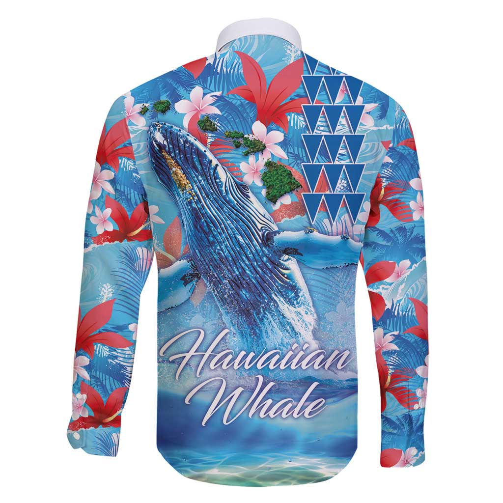 Hawaiian Waves Whale Family Matching Tank Maxi Dress and Hawaiian Shirt Kakau Art and Tropical Red Hibiscus Flowers LT03 - Polynesian Pride