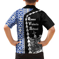 Fiji Queen Victoria School Family Matching Long Sleeve Bodycon Dress and Hawaiian Shirt Tapa and Polynesian Tribal Pattern Half Style LT03 - Polynesian Pride