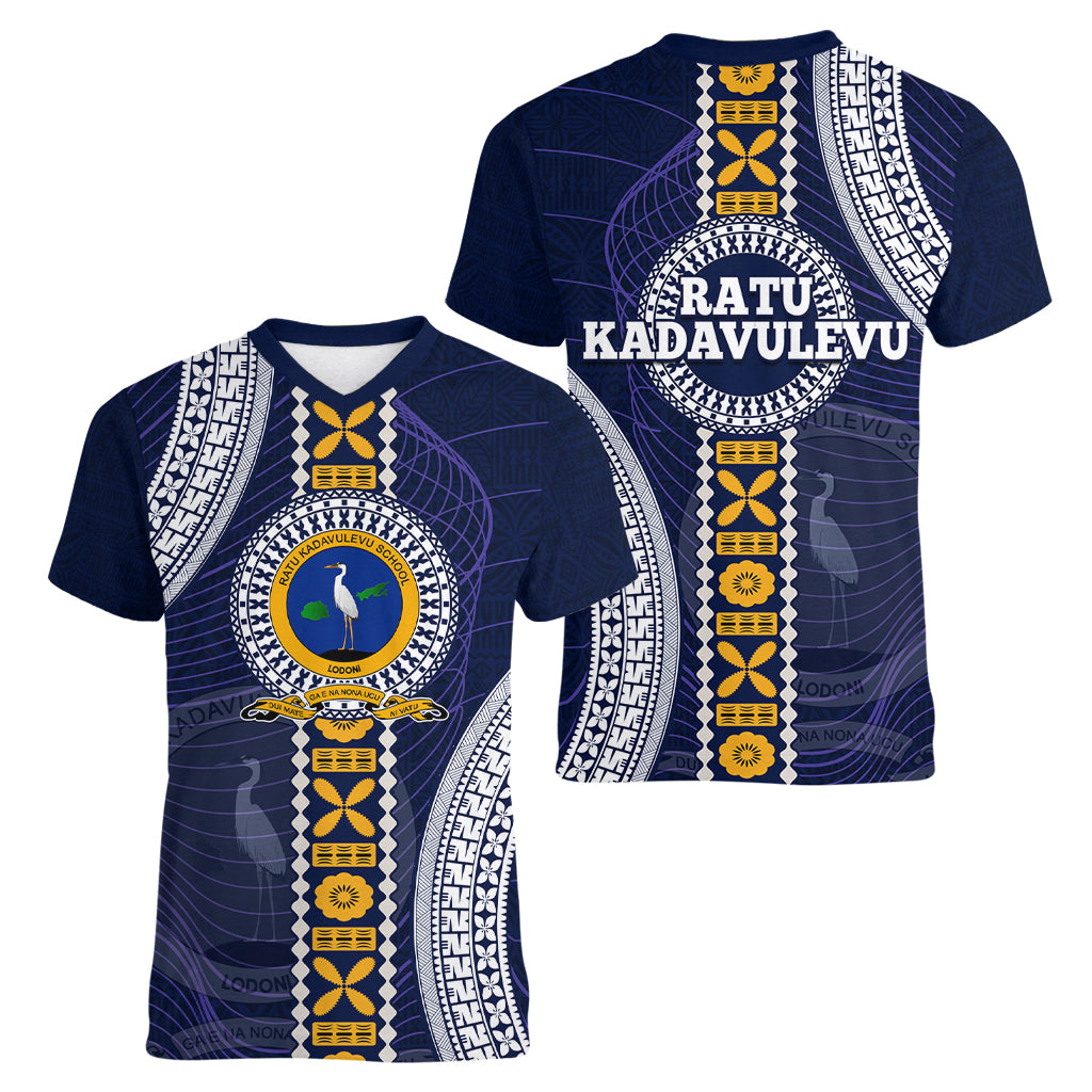 Fiji Ratu Kadavulevu School Women V Neck T Shirt Tapa and Polynesian Tribal Pattern LT03 - Polynesian Pride