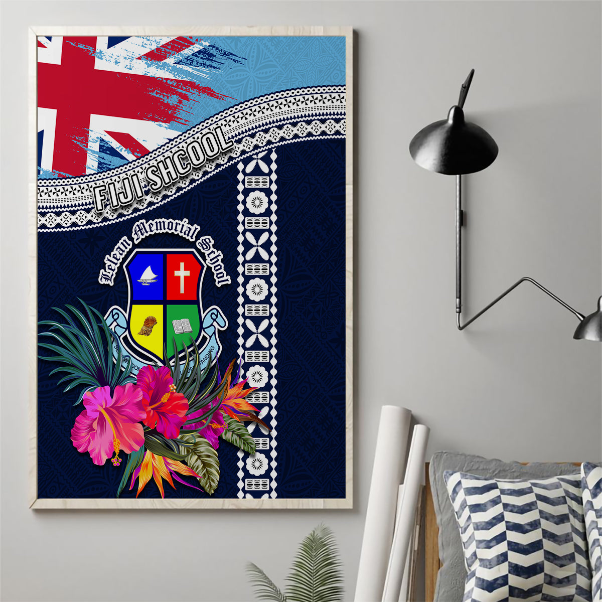 Fiji Lelean Memorial School Canvas Wall Art Tapa and Polynesian Tribal Pattern LT03 - Polynesian Pride