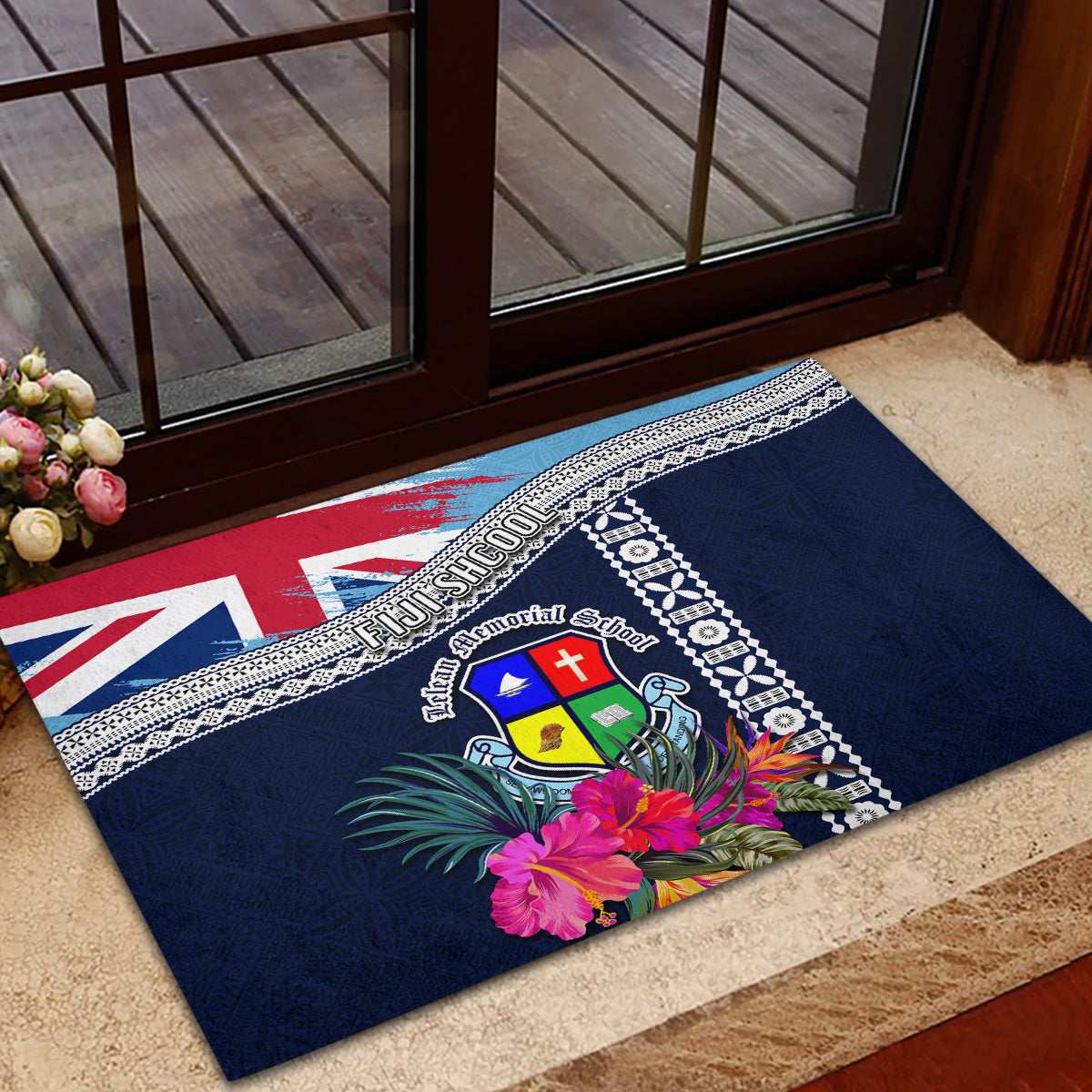 Fiji Lelean Memorial School Rubber Doormat Tapa and Polynesian Tribal Pattern LT03 - Polynesian Pride