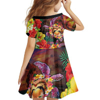 Hawaiian Sea Animals Love Couple Family Matching Long Sleeve Bodycon Dress and Hawaiian Shirt Aloha Sunset Symphony LT03 - Polynesian Pride