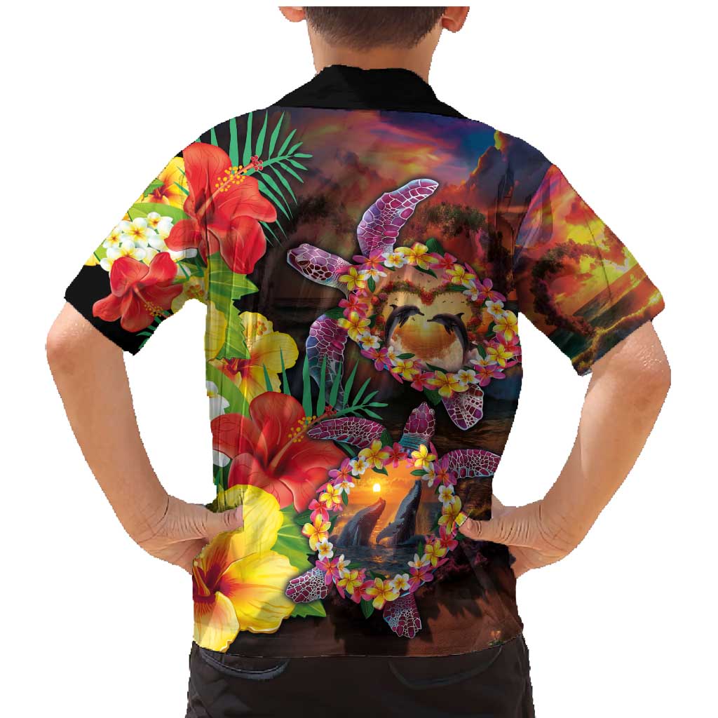 Hawaiian Sea Animals Love Couple Family Matching Mermaid Dress and Hawaiian Shirt Aloha Sunset Symphony LT03 - Polynesian Pride