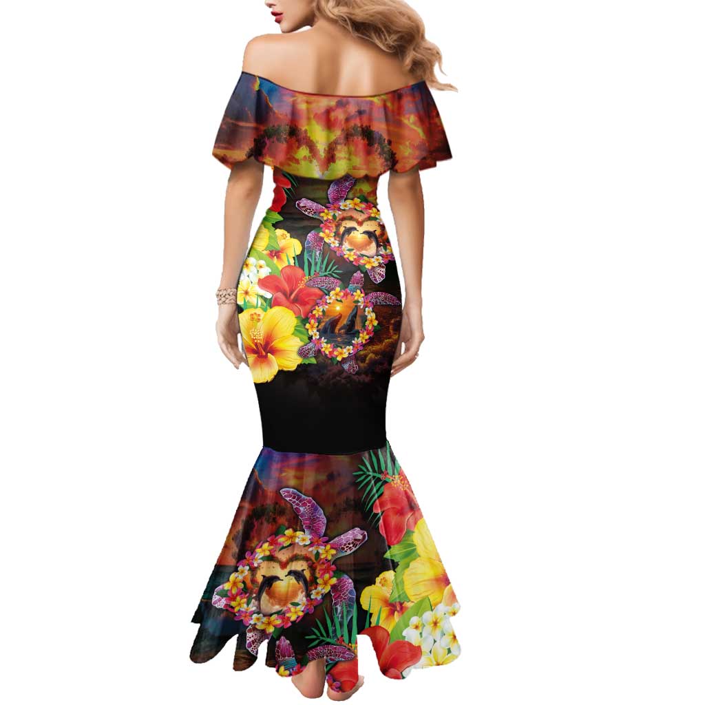 Hawaiian Sea Animals Love Couple Family Matching Mermaid Dress and Hawaiian Shirt Aloha Sunset Symphony LT03 - Polynesian Pride