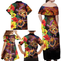 Hawaiian Sea Animals Love Couple Family Matching Off Shoulder Maxi Dress and Hawaiian Shirt Aloha Sunset Symphony LT03 - Polynesian Pride