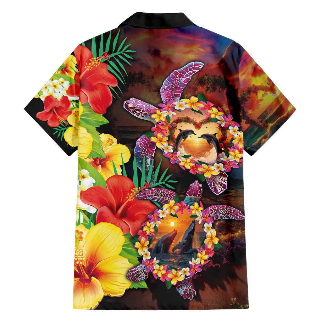 Hawaiian Sea Animals Love Couple Family Matching Off Shoulder Maxi Dress and Hawaiian Shirt Aloha Sunset Symphony LT03 - Polynesian Pride