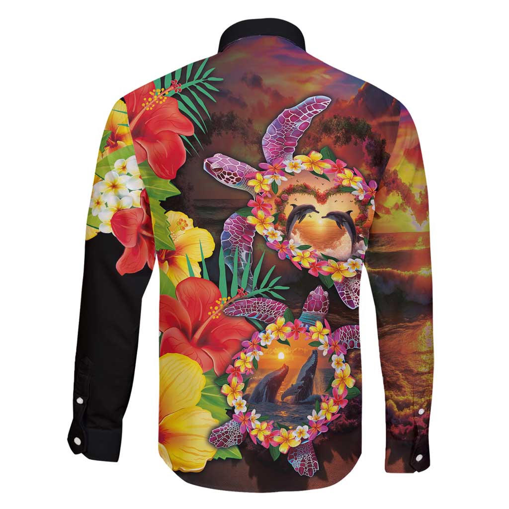 Hawaiian Sea Animals Love Couple Family Matching Off Shoulder Maxi Dress and Hawaiian Shirt Aloha Sunset Symphony LT03 - Polynesian Pride