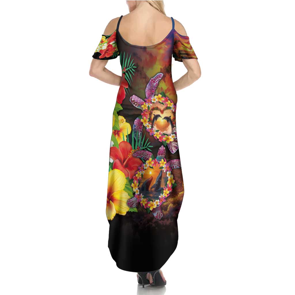 Hawaiian Sea Animals Love Couple Family Matching Summer Maxi Dress and Hawaiian Shirt Aloha Sunset Symphony LT03 - Polynesian Pride