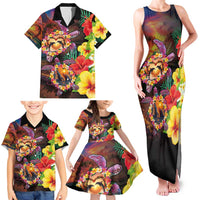 Hawaiian Sea Animals Love Couple Family Matching Tank Maxi Dress and Hawaiian Shirt Aloha Sunset Symphony LT03 - Polynesian Pride