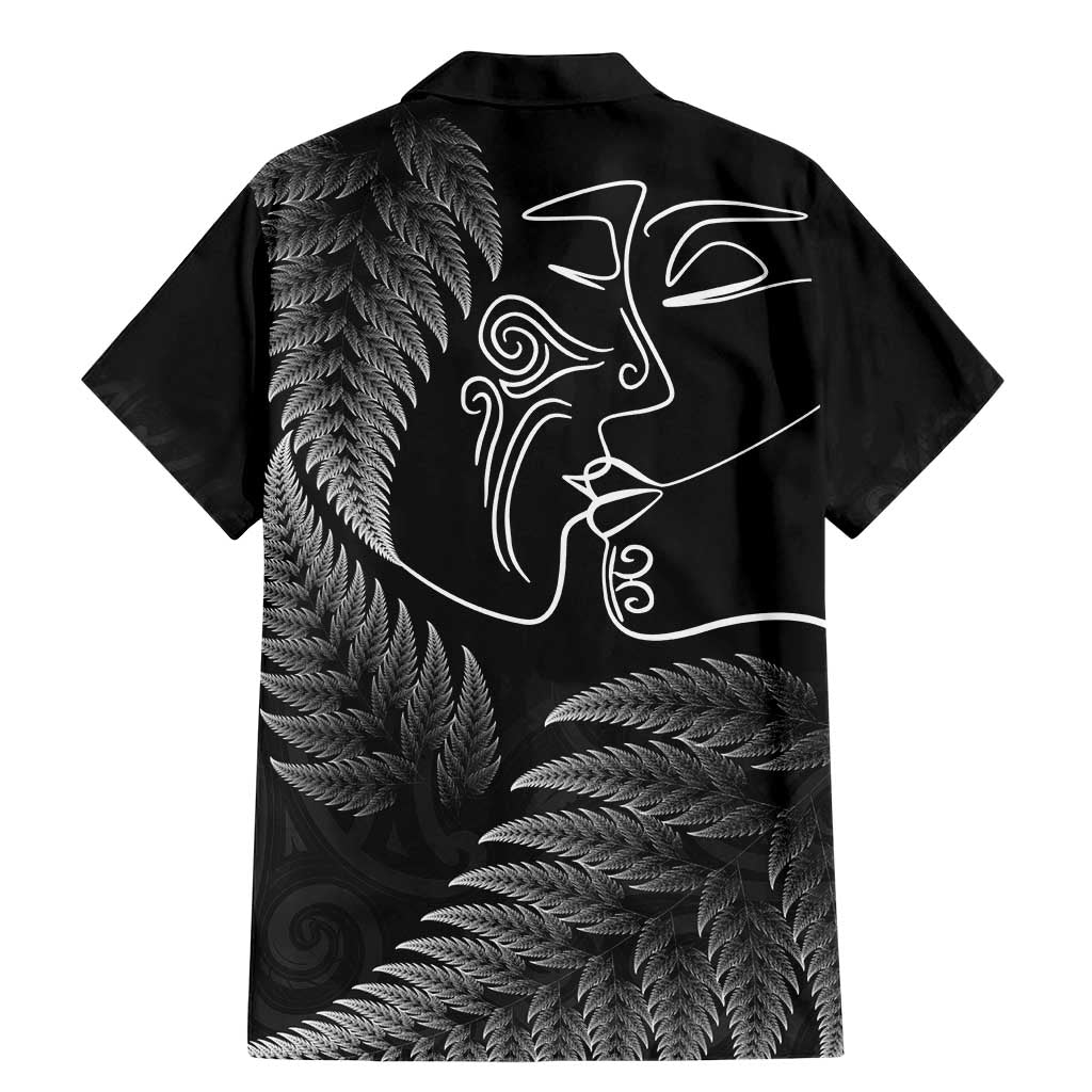 New Zealand Valentine's Day Family Matching Mermaid Dress and Hawaiian Shirt Silver Fern and Line Art Love Couple LT03 - Polynesian Pride