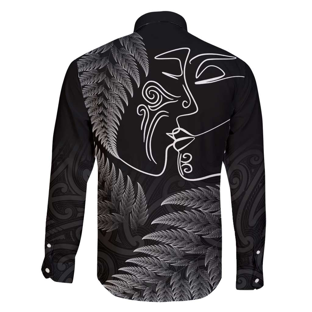 New Zealand Valentine's Day Family Matching Mermaid Dress and Hawaiian Shirt Silver Fern and Line Art Love Couple LT03 - Polynesian Pride