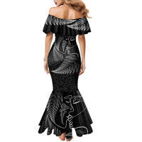 New Zealand Valentine's Day Family Matching Mermaid Dress and Hawaiian Shirt Silver Fern and Line Art Love Couple LT03 - Polynesian Pride
