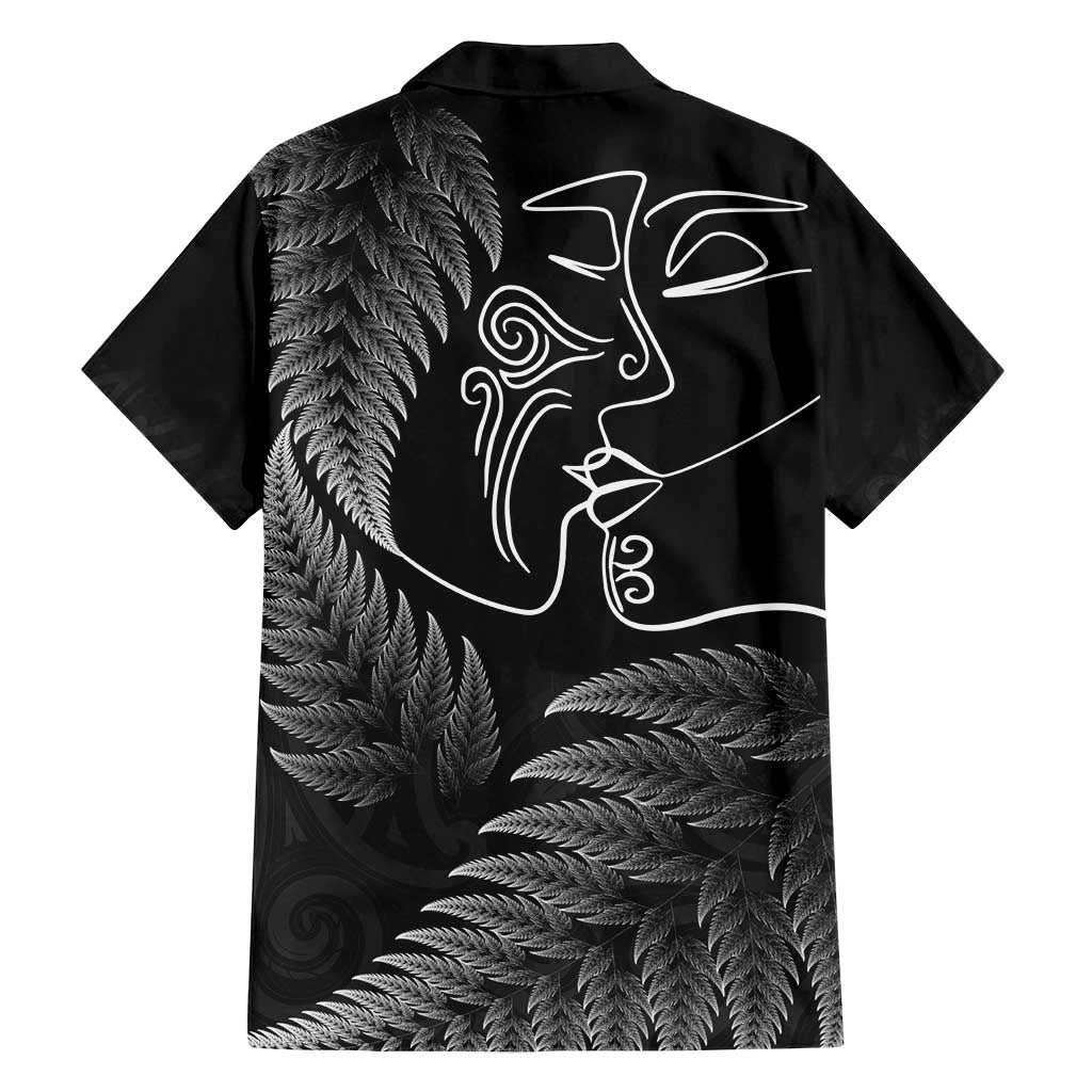 New Zealand Valentine's Day Family Matching Puletasi and Hawaiian Shirt Silver Fern and Line Art Love Couple LT03 - Polynesian Pride