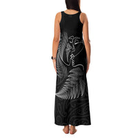 New Zealand Valentine's Day Family Matching Tank Maxi Dress and Hawaiian Shirt Silver Fern and Line Art Love Couple LT03 - Polynesian Pride