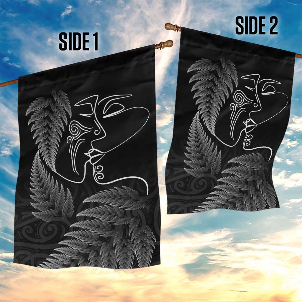 New Zealand Valentine's Day Garden Flag Silver Fern and Line Art Love Couple LT03 - Polynesian Pride