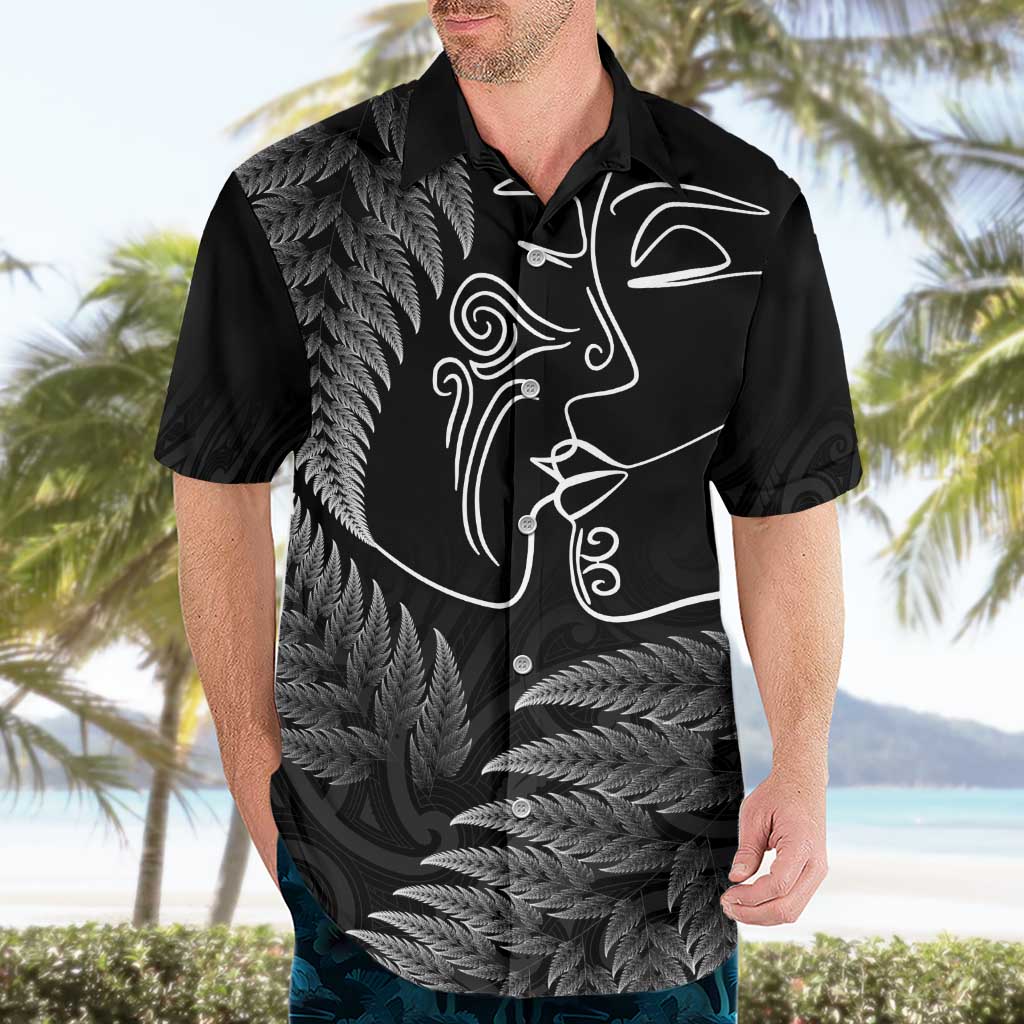New Zealand Valentine's Day Hawaiian Shirt Silver Fern and Line Art Love Couple LT03 - Polynesian Pride