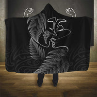 New Zealand Valentine's Day Hooded Blanket Silver Fern and Line Art Love Couple LT03 - Polynesian Pride