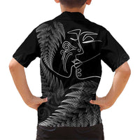 New Zealand Valentine's Day Kid Hawaiian Shirt Silver Fern and Line Art Love Couple LT03 - Polynesian Pride
