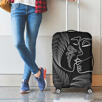 New Zealand Valentine's Day Luggage Cover Silver Fern and Line Art Love Couple LT03 - Polynesian Pride
