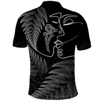 New Zealand Valentine's Day Polo Shirt Silver Fern and Line Art Love Couple
