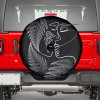 New Zealand Valentine's Day Spare Tire Cover Silver Fern and Line Art Love Couple LT03 - Polynesian Pride