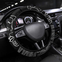 New Zealand Valentine's Day Steering Wheel Cover Silver Fern and Line Art Love Couple LT03 Universal Fit Black - Polynesian Pride