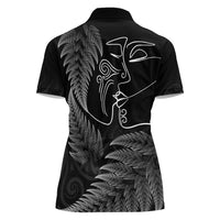 New Zealand Valentine's Day Women Polo Shirt Silver Fern and Line Art Love Couple LT03 - Polynesian Pride