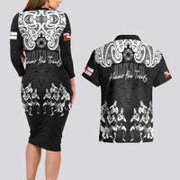 Aotearoa Waitangi Day - Toitu Te Tiriti Couples Matching Long Sleeve Bodycon Dress and Hawaiian Shirt New Zealand Honour the Treaty LT03 - Polynesian Pride