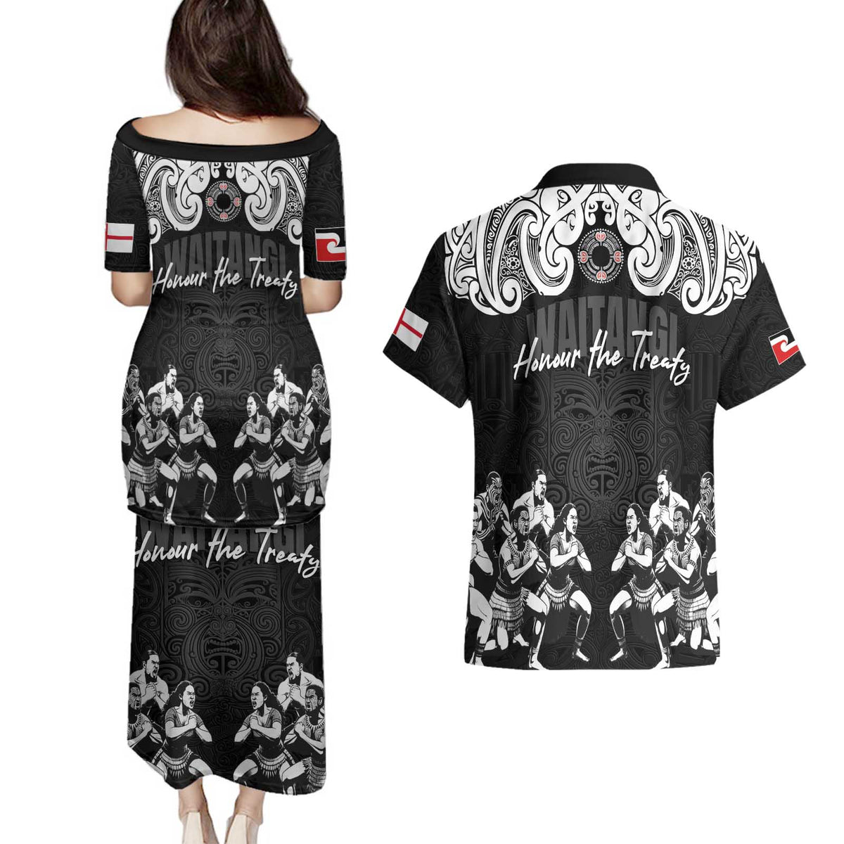 Aotearoa Waitangi Day - Toitu Te Tiriti Couples Matching Puletasi and Hawaiian Shirt New Zealand Honour the Treaty LT03 - Polynesian Pride